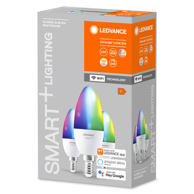 Светодиодная лампа Smart+WiFi Candle Multicolour 40 5W/2700-6500K (x3) E14 Светодиодная лампа Smart+WiFi Candle Multicolour 40 5W/2700-6500K (x3) E14